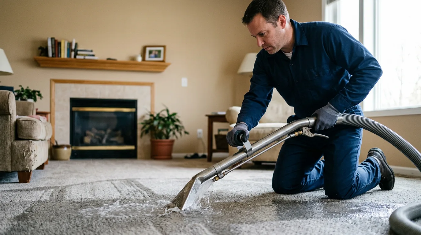 Water damage restoration technician working near Vanderbilt, TX